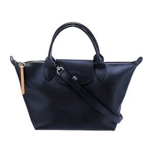 Longchamp Leather Tote (Dark Navy)